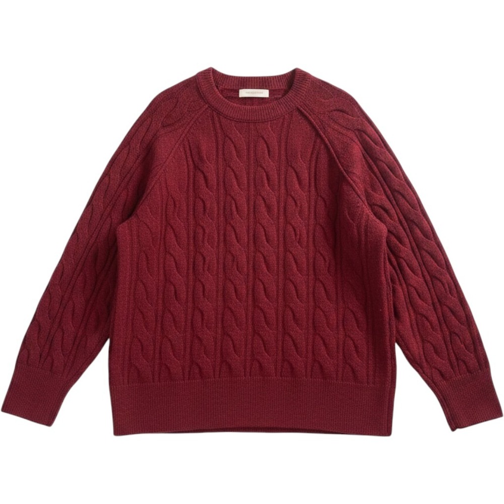Aerie Cable Knit Sweater Womens XL Burgundy Oversized Preppy Chunky Cozy